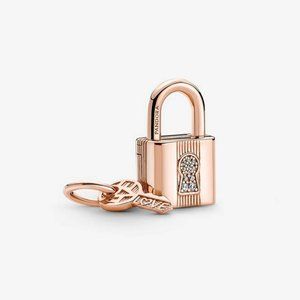 Pandora Rose Gold Padlock & Key Dangle Charm